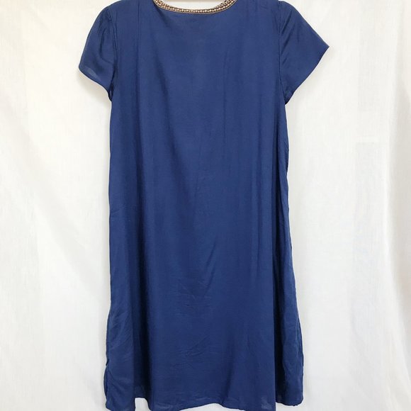 Sundance Venezia Lapis and Gold Short sleeve Bohemian Dress - Picture 11 of 15